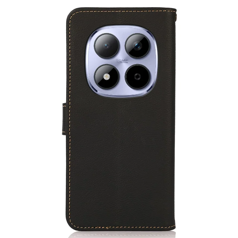 KHAZNEH voor Xiaomi Redmi Note 15 Pro 5G hoesje Echt lederen portemonnee telefoonhoes - Zwart