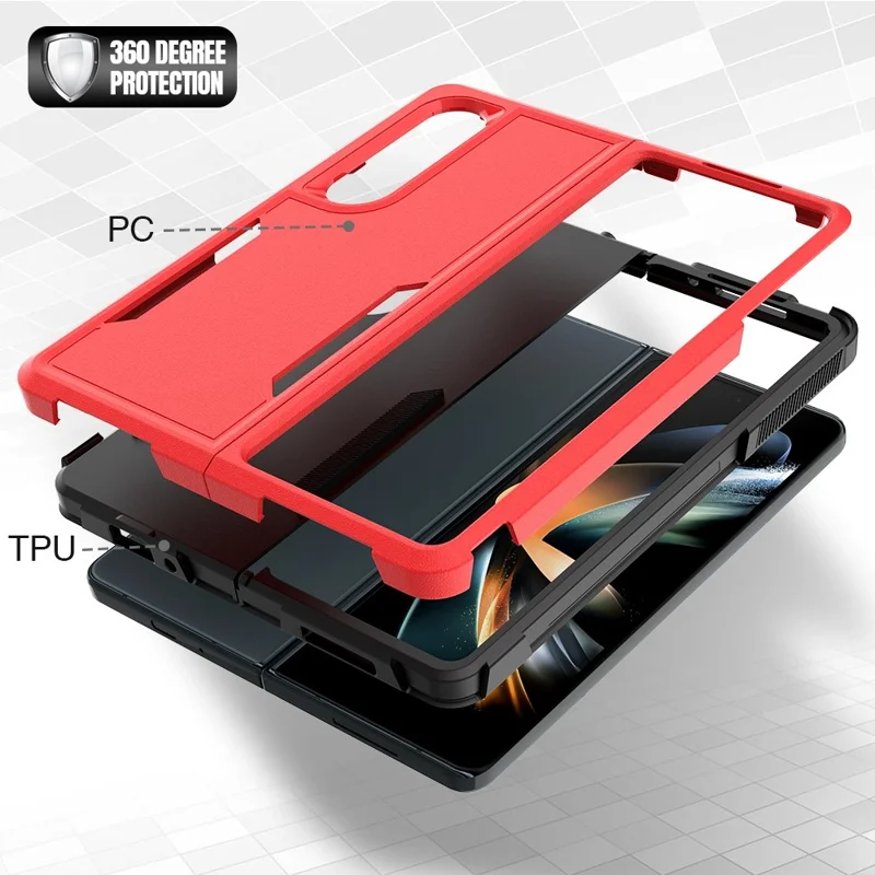 Per Samsung Galaxy Z Fold4 5G Anti-scratch PC + TPU Folding Telefono Drop-cover a Prova di Goccia - Rosso