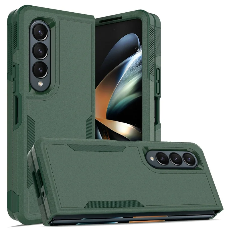 For Samsung Galaxy Z Fold4 5G Anti-scratch PC + TPU Folding Phone Case Drop-proof Back Cover - Dark Green