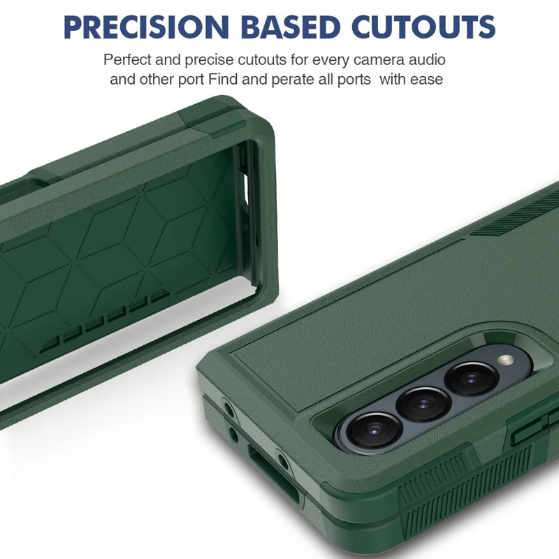 For Samsung Galaxy Z Fold4 5G Anti-scratch PC + TPU Folding Phone Case Drop-proof Back Cover - Dark Green