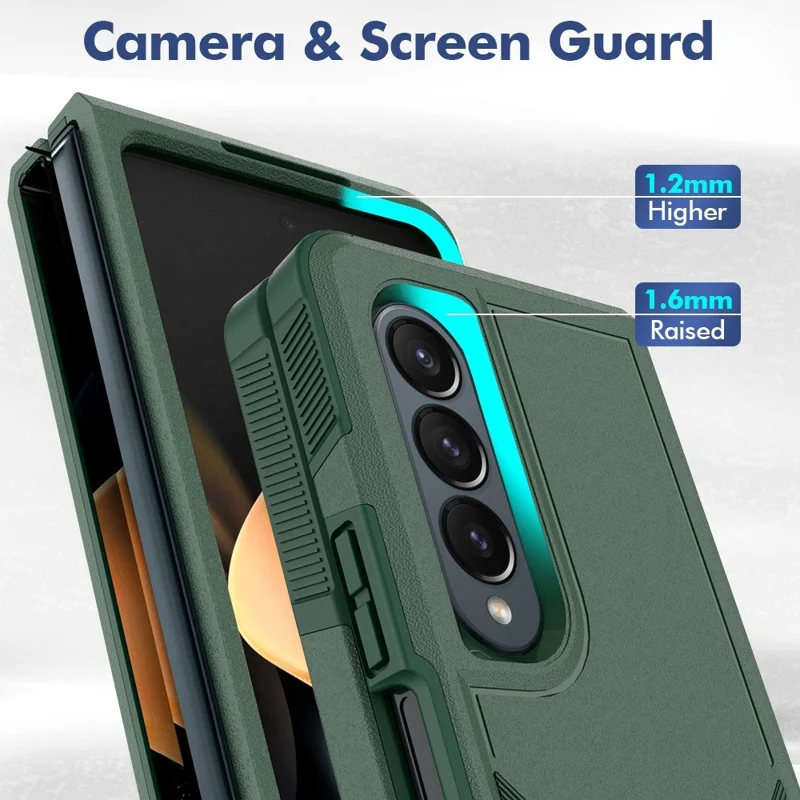 For Samsung Galaxy Z Fold4 5G Anti-scratch PC + TPU Folding Phone Case Drop-proof Back Cover - Dark Green