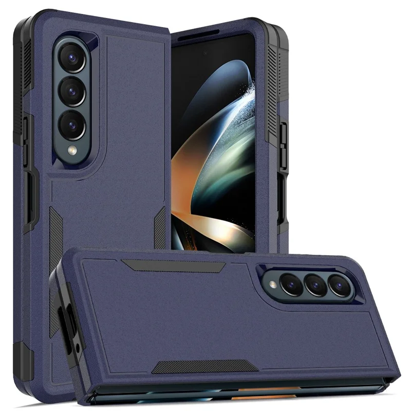 For Samsung Galaxy Z Fold4 5G Anti-scratch PC + TPU Folding Phone Case Drop-proof Back Cover - Dark Blue