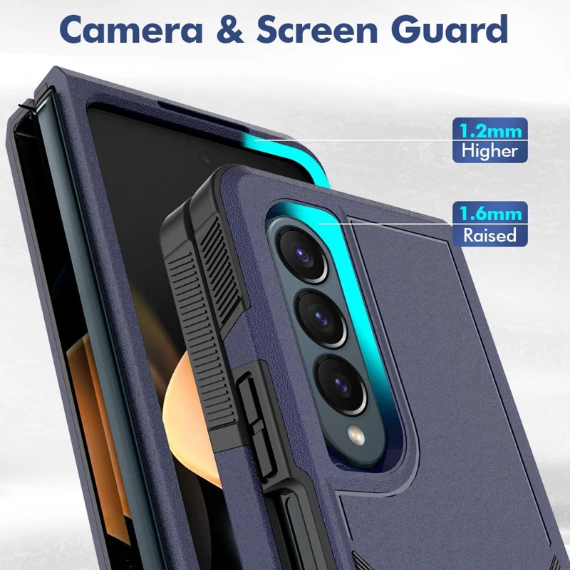For Samsung Galaxy Z Fold4 5G Anti-scratch PC + TPU Folding Phone Case Drop-proof Back Cover - Dark Blue