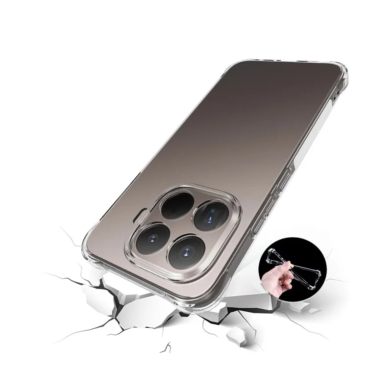 För Xiaomi 15T Pro genomskinlig skållningsbeständig TPU-hölje med förstärkta hörn