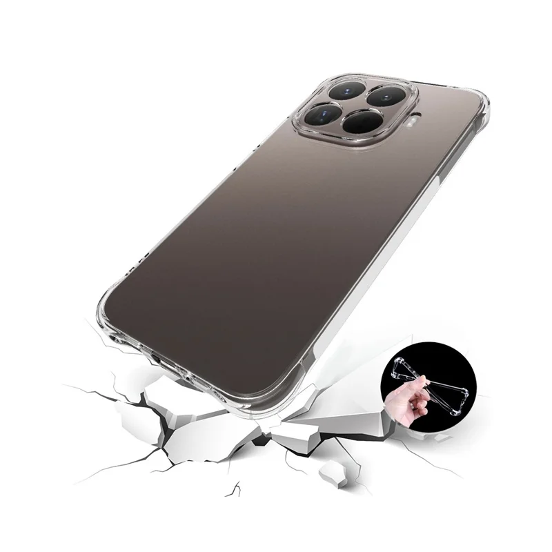 För Xiaomi 15T Pro genomskinlig skållningsbeständig TPU-hölje med förstärkta hörn