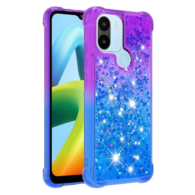 YB Quicksand Series-3 Para Xiaomi Redmi A1 4G / A1+ 4G Color de Gradiente TPU TPU Case Bump Prueba Avanzada y Líquidas Liquiding Sequins Cubierta Protectora - Violeta / Cielo Azul