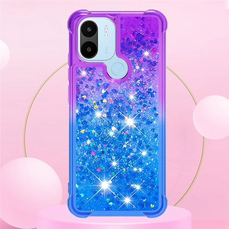 YB Quicksand Series-3 Para Xiaomi Redmi A1 4G / A1+ 4G Color de Gradiente TPU TPU Case Bump Prueba Avanzada y Líquidas Liquiding Sequins Cubierta Protectora - Violeta / Cielo Azul