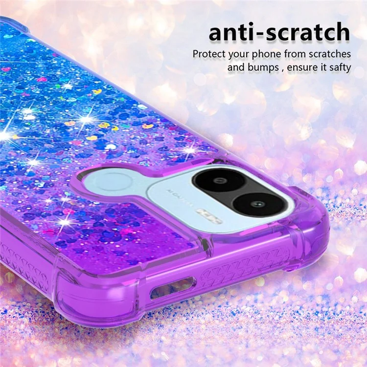 YB Quicksand Series-3 Para Xiaomi Redmi A1 4G / A1+ 4G Color de Gradiente TPU TPU Case Bump Prueba Avanzada y Líquidas Liquiding Sequins Cubierta Protectora - Violeta / Cielo Azul