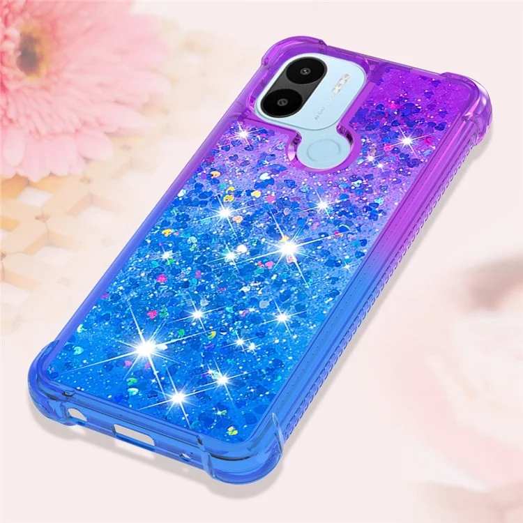 YB Quicksand Series-3 Para Xiaomi Redmi A1 4G / A1+ 4G Color de Gradiente TPU TPU Case Bump Prueba Avanzada y Líquidas Liquiding Sequins Cubierta Protectora - Violeta / Cielo Azul