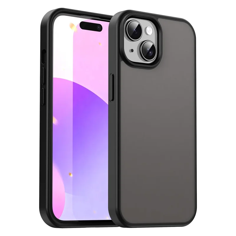 Für iPhone 15 Case Skin Touch Matte Anti Drop TPU PC Telefonrückseite - Schwarz