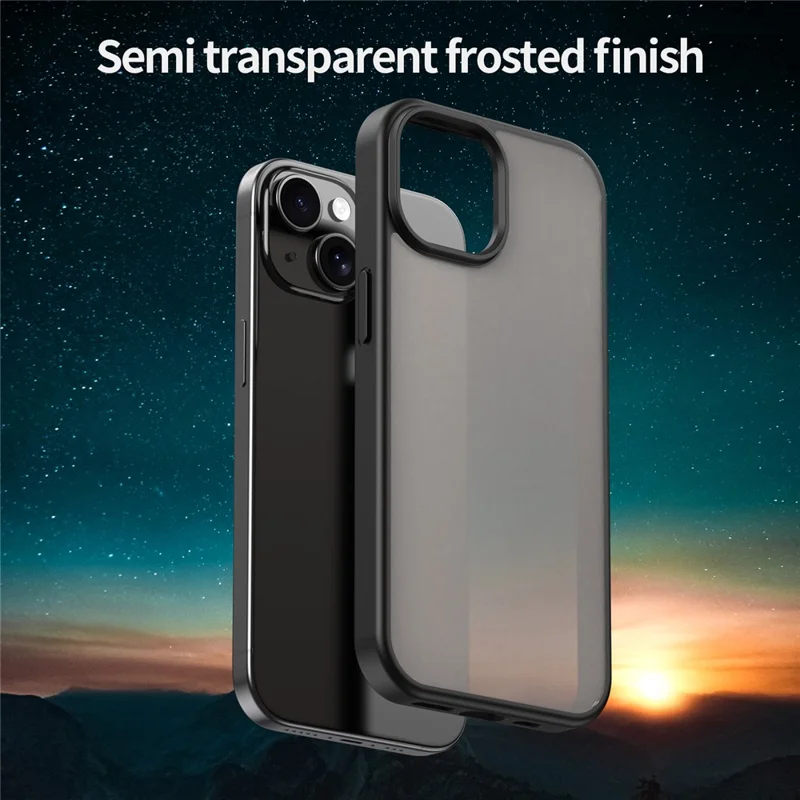 Für iPhone 15 Case Skin Touch Matte Anti Drop TPU PC Telefonrückseite - Schwarz