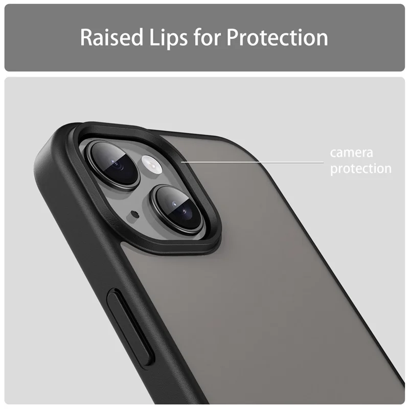 Für iPhone 15 Case Skin Touch Matte Anti Drop TPU PC Telefonrückseite - Schwarz