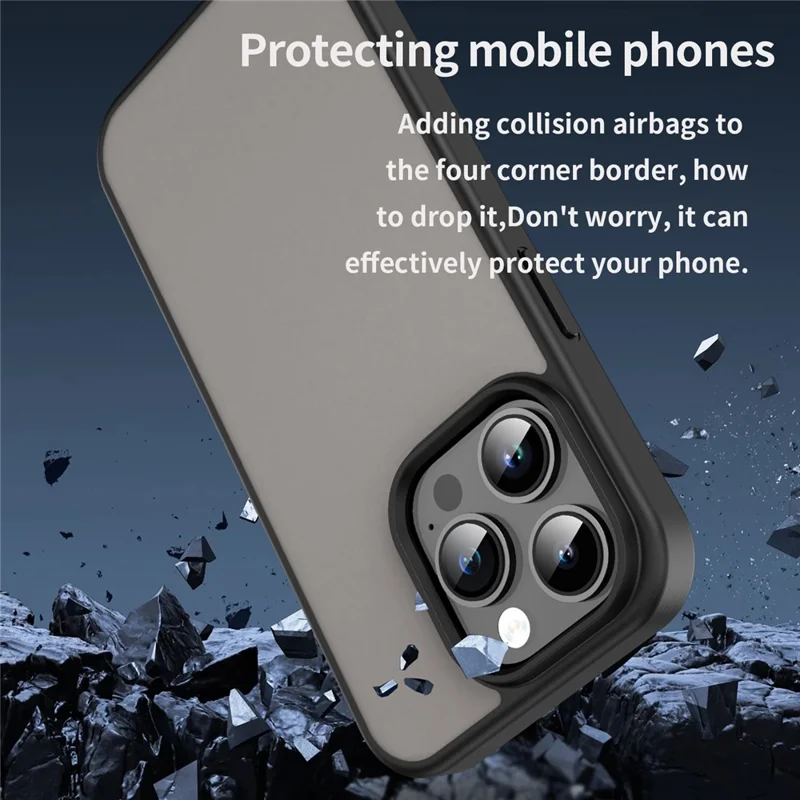 iPhone 14 Pro Hülle Skin Touch Matt Stoßfest TPU PC Handyhülle - Schwarz