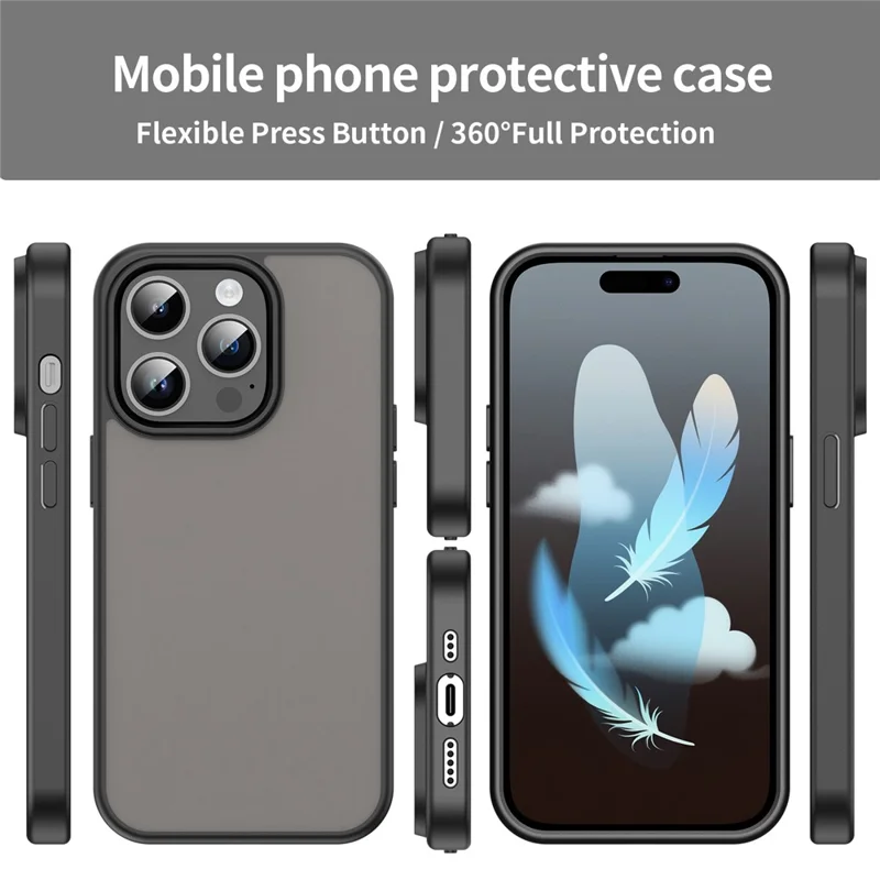 iPhone 14 Pro Hülle Skin Touch Matt Stoßfest TPU PC Handyhülle - Schwarz