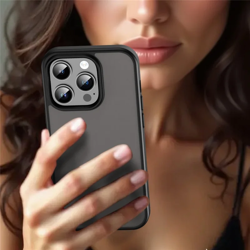 iPhone 14 Pro Max Hülle Skin Touch Matt Anti-Rutsch TPU PC Telefon Rückseite Abdeckung - Schwarz