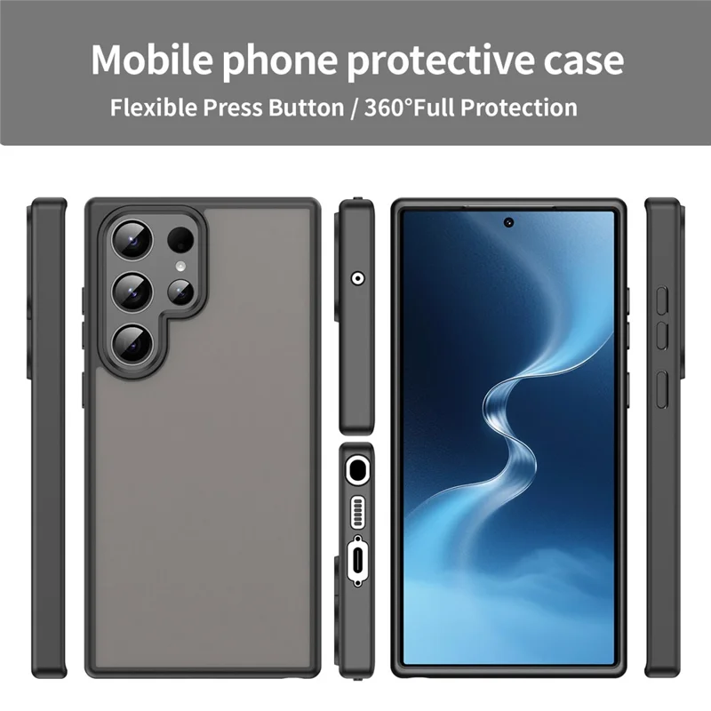 Per Samsung Galaxy S23 Ultra Case Skin Touch Opaco Anti Drop TPU PC Cover Posteriore del Telefono - Nero