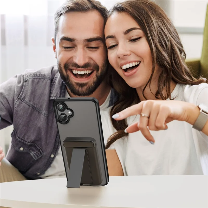 Für Samsung Galaxy A06 4G / 5G Hülle Skin Touch Matt Anti-Rutsch TPU PC Telefon Rückseite Abdeckung - Schwarz