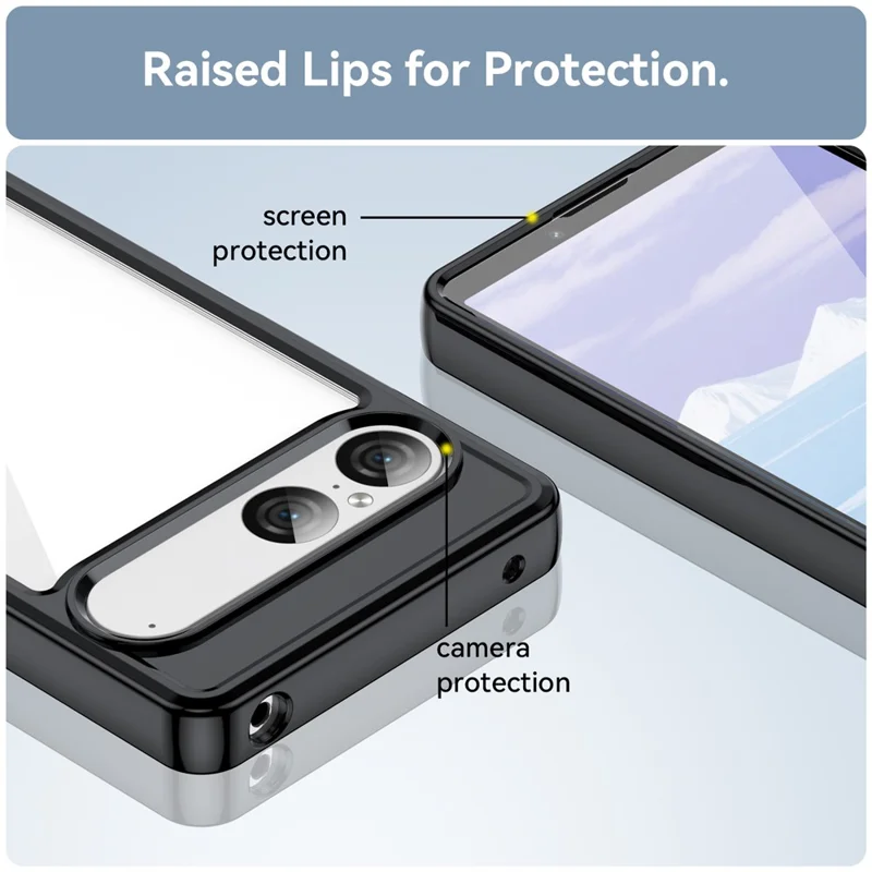 For Sony Xperia 10 VII Case TPU + Acrylic Protective Clear Phone Cover - Black