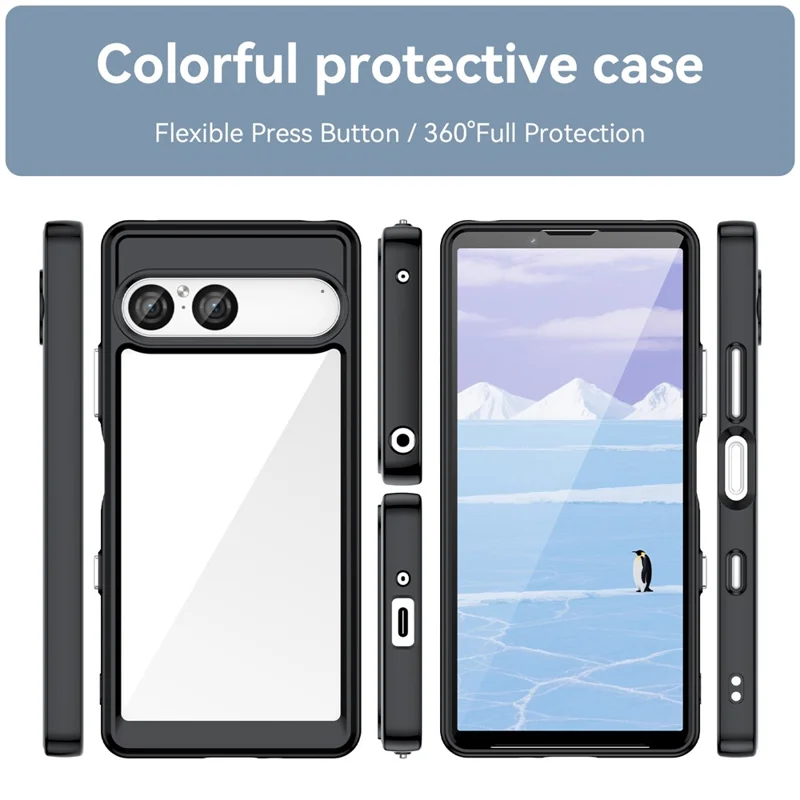 For Sony Xperia 10 VII Case TPU + Acrylic Protective Clear Phone Cover - Black