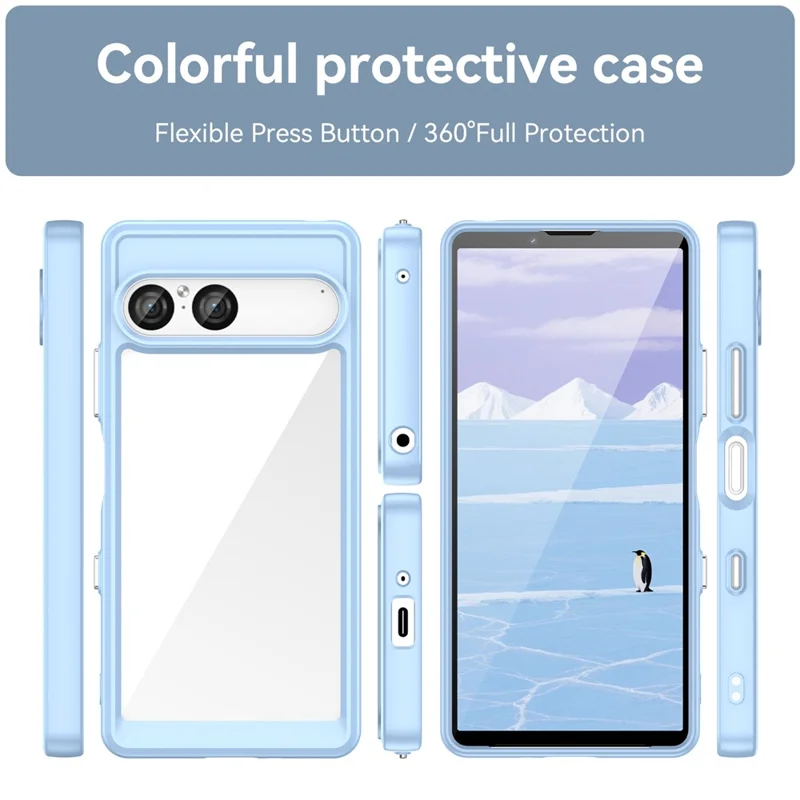 Cover per Sony Xperia 10 VII Custodia TPU + Acrilico Protettivo Trasparente per Telefono - Blu
