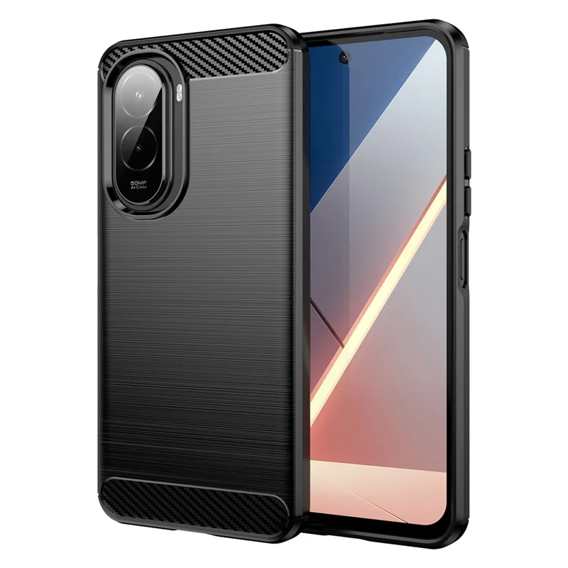 غطاء لهاتف Xiaomi Poco M7 4G (169 مم) واقي بتصميم ألياف كربونية مطلي - أسود