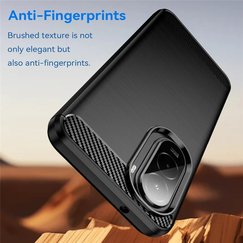 غطاء لهاتف Xiaomi Poco M7 4G (169 مم) واقي بتصميم ألياف كربونية مطلي - أسود