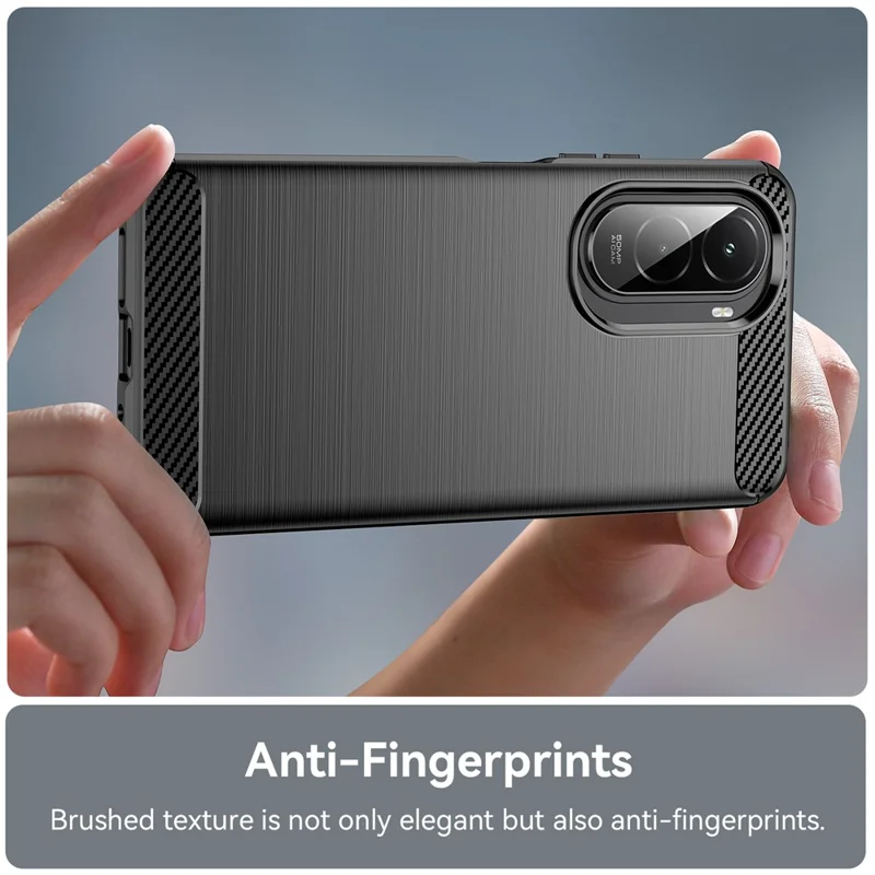 غطاء لهاتف Xiaomi Poco M7 4G (169 مم) واقي بتصميم ألياف كربونية مطلي - أسود