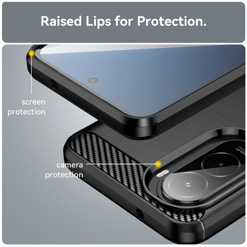 غطاء لهاتف Xiaomi Poco M7 4G (169 مم) واقي بتصميم ألياف كربونية مطلي - أسود