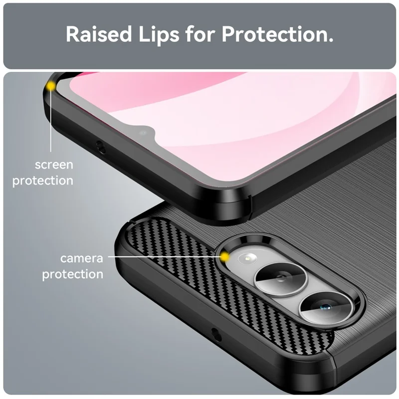 غطاء واقي لهاتف T-Mobile REVVL 8 / T Phone 3 بتصميم ألياف كربونية محفور - أسود