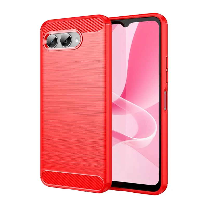 For T-Mobile REVVL 8 / T Phone 3 Case Protective Phone Cover Carbon Fiber Texture Brushed - Red