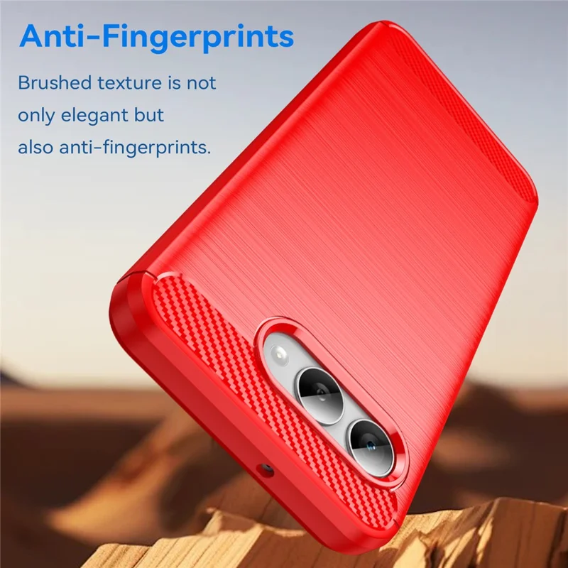For T-Mobile REVVL 8 / T Phone 3 Case Protective Phone Cover Carbon Fiber Texture Brushed - Red