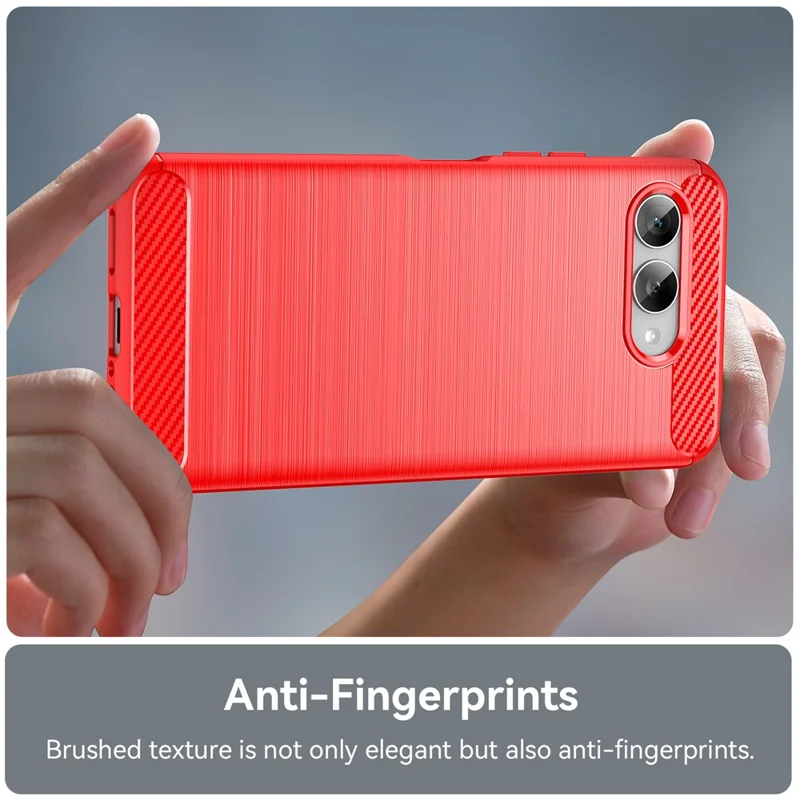 For T-Mobile REVVL 8 / T Phone 3 Case Protective Phone Cover Carbon Fiber Texture Brushed - Red