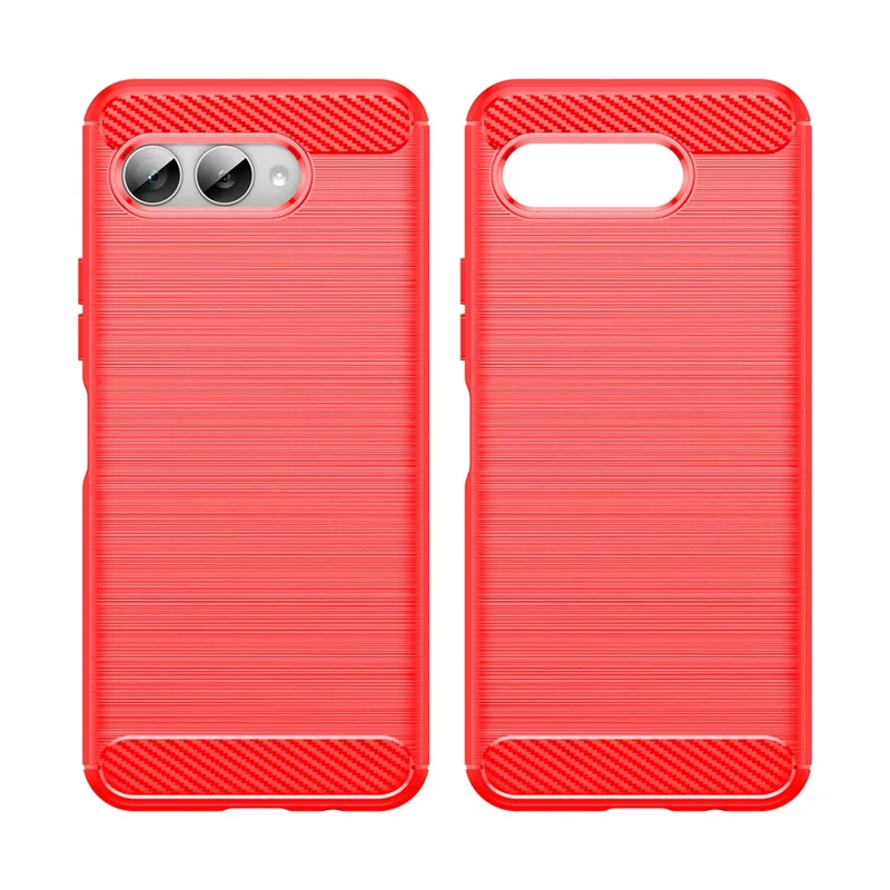 For T-Mobile REVVL 8 / T Phone 3 Case Protective Phone Cover Carbon Fiber Texture Brushed - Red