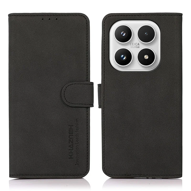 KHAZNEH For Xiaomi 17 Case Anti Scratch PU Leather Wallet Stand Phone Cover - Black