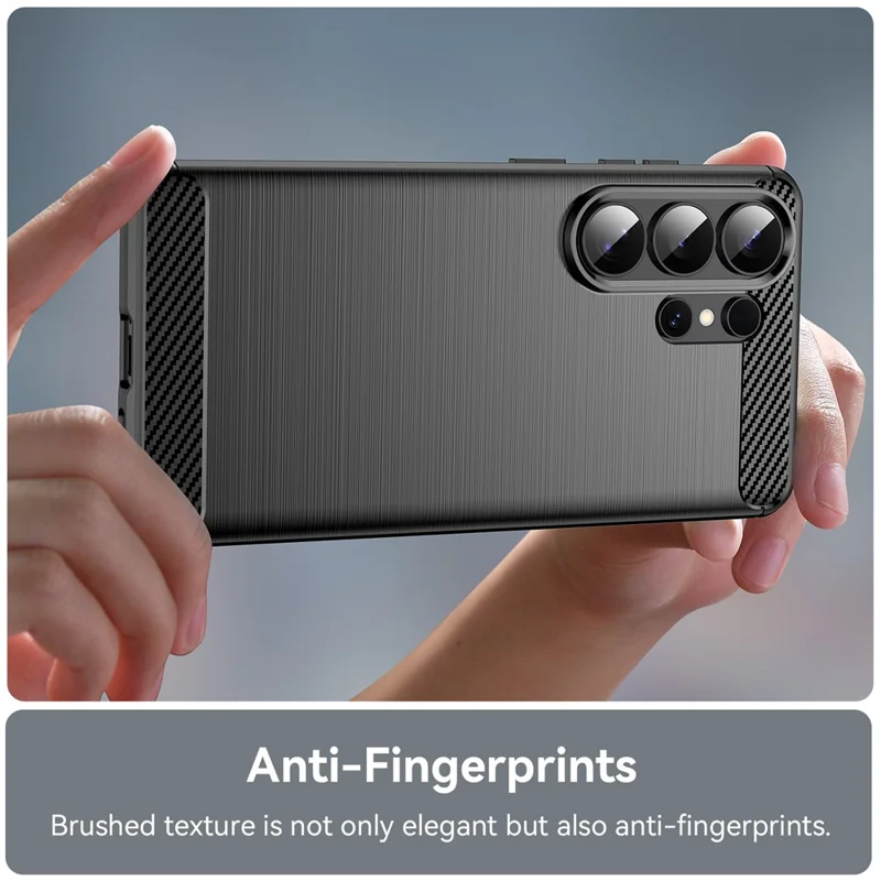 Funda protectora para Samsung Galaxy S26 Ultra, cubierta de teléfono con textura de fibra de carbono cepillada - Negro