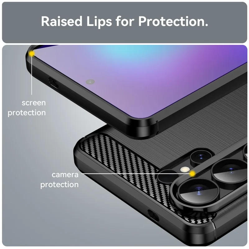 Funda protectora para Samsung Galaxy S26 Ultra, cubierta de teléfono con textura de fibra de carbono cepillada - Negro