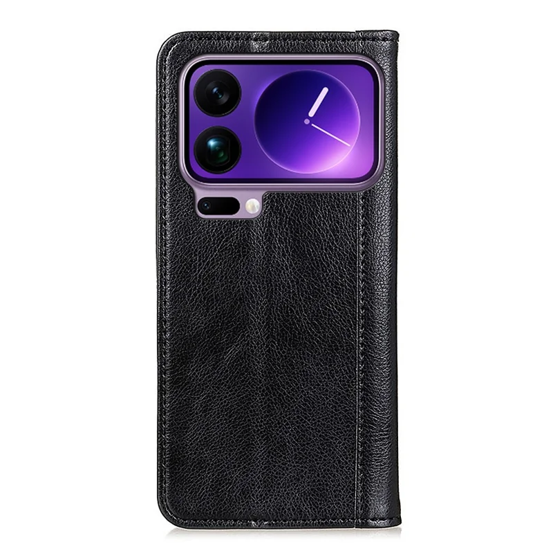 Xiaomi 17 Pro Stand Case Split Leder Litchi Textur Brieftasche Handyhülle - Schwarz