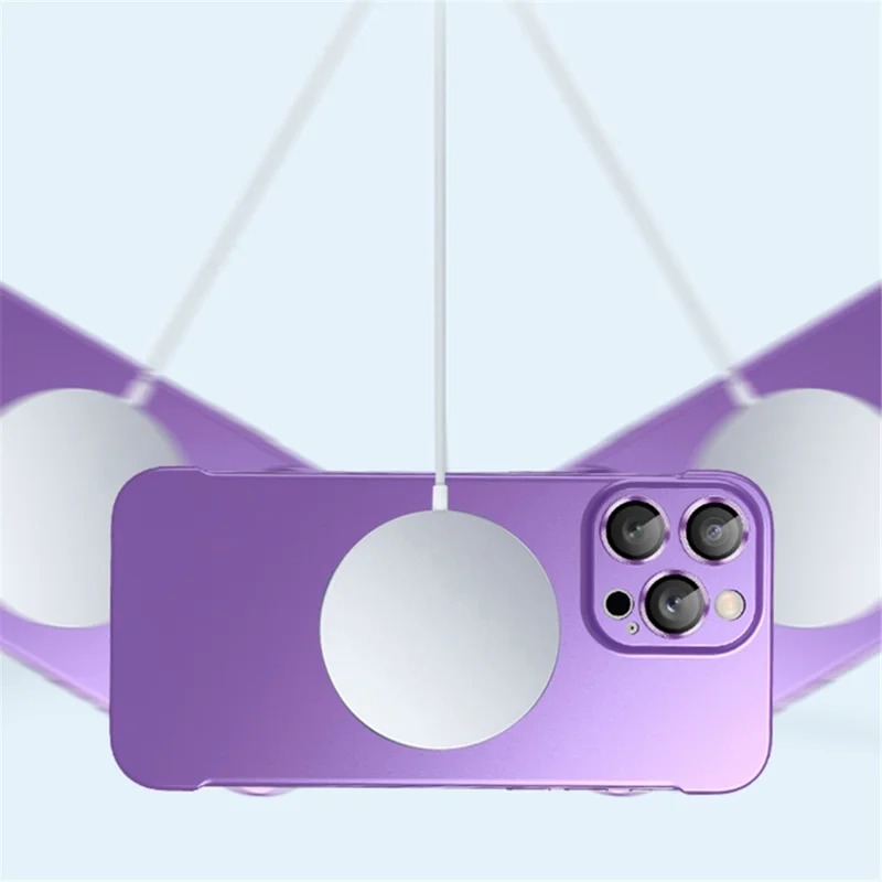 For iPhone 14 Pro Anti-scratch Ultra Slim Magnetic Phone Case Frameless PC Back Cover Compatible with MagSafe - Dark Blue