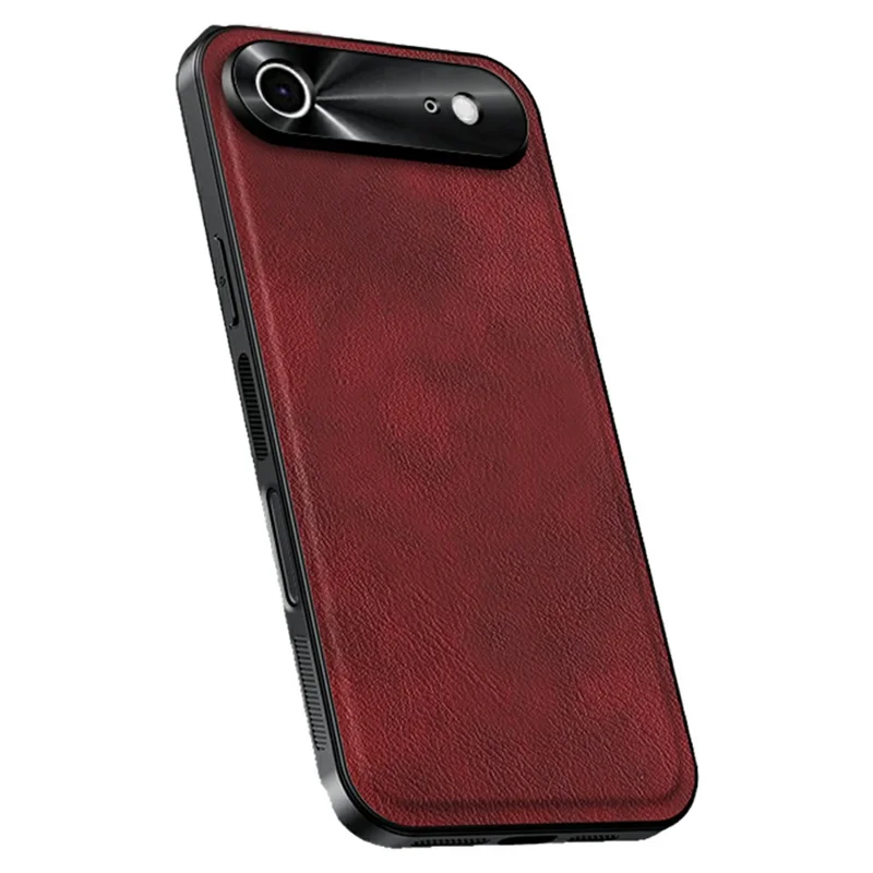 iPhone Air Case PU + TPU + PC Handyhülle mit Metalllinsenrahmen - Weinrot