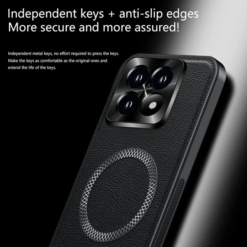 Étui Xiaomi 17 Compatible avec MagSafe Couverture arrière de téléphone en PU TPU PC avec cadre de lentille en métal - Rouge vin