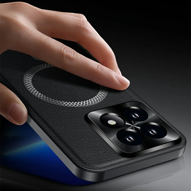 Étui Xiaomi 17 Compatible avec MagSafe Couverture arrière de téléphone en PU TPU PC avec cadre de lentille en métal - Rouge vin