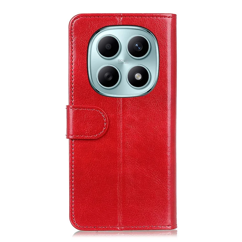 For Xiaomi Poco M8 5G / Redmi Note 15 5G (Global) Case Crazy Horse Texture PU Leather Phone Stand Cover - Red