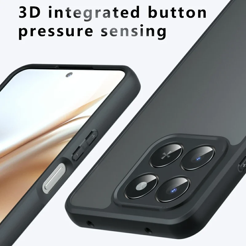 Matte hoesje voor Honor 400 Smart 5G / 4G / X7d 4G Skin-Touch TPU + PC telefoonhoes, Transparant Zwart