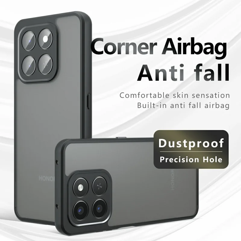 Matte hoesje voor Honor 400 Smart 5G / 4G / X7d 4G Skin-Touch TPU + PC telefoonhoes, Transparant Zwart