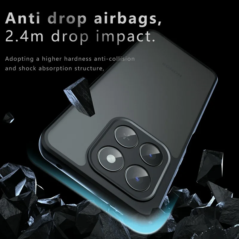 Matte hoesje voor Honor 400 Smart 5G / 4G / X7d 4G Skin-Touch TPU + PC telefoonhoes, Transparant Zwart