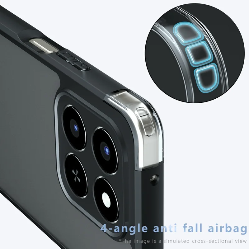 Matte hoesje voor Honor 400 Smart 5G / 4G / X7d 4G Skin-Touch TPU + PC telefoonhoes, Transparant Zwart