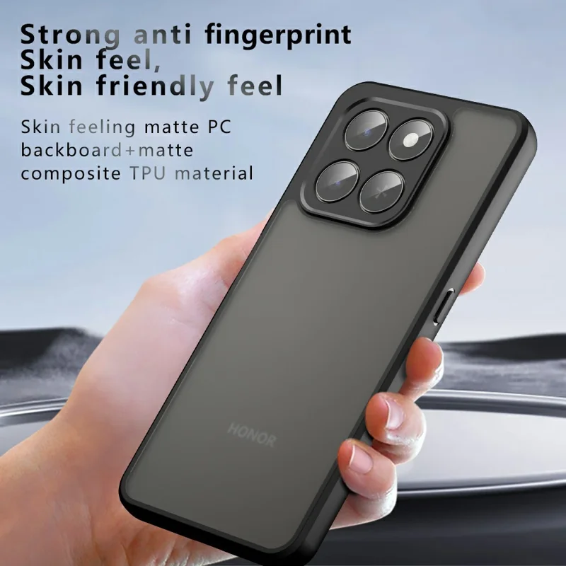 Matte hoesje voor Honor 400 Smart 5G / 4G / X7d 4G Skin-Touch TPU + PC telefoonhoes, Transparant Zwart