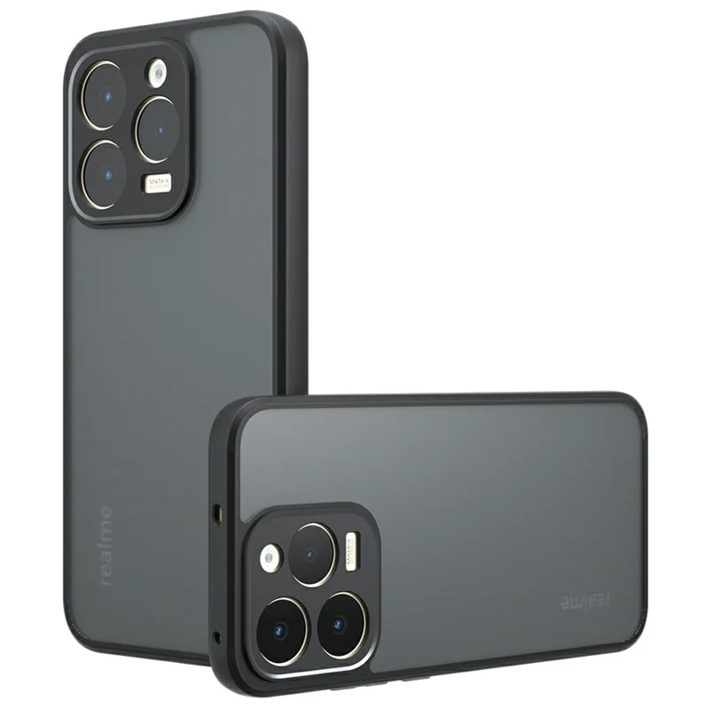 For Realme 15T 5G Case Skin-Touch TPU + PC Matte Phone Back Cover, Transparent Black