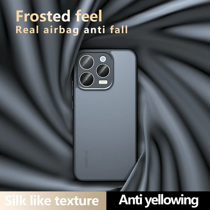 For Realme 15T 5G Case Skin-Touch TPU + PC Matte Phone Back Cover, Transparent Black