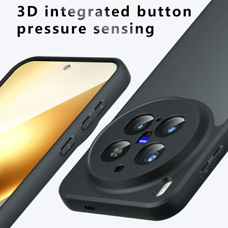 For vivo X300 Pro 5G Case Skin-Touch TPU + PC Matte Phone Back Cover, Transparent Black